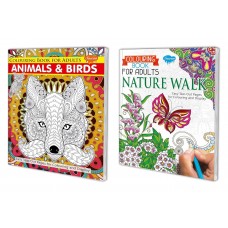 Colouring Book for Adults-Animals & Birds and Nature Walk | Pack of 2 Books