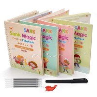 Sank Magic Practice Copybook For Preschool (4 BOOK+10 REFILL+1 pen+1 grip) 
