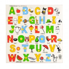 Skillofun Wooden Capital Alphabet Tray with Picture (with Knobs)