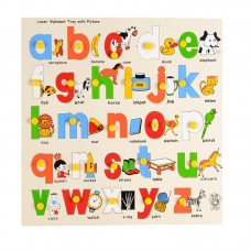 Skillofun Wooden Lower Alphabet Tray with Picture (with Knobs)